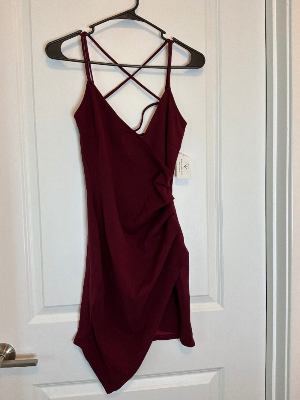 Windsor Burgundy Ruffle Wrap Dress Size S NWT